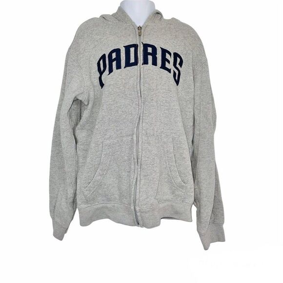 Genuine Merchandise Hoodie Youth Sweatshirt SZ M Gray Padres Zip Up Casual - Picture 1 of 10